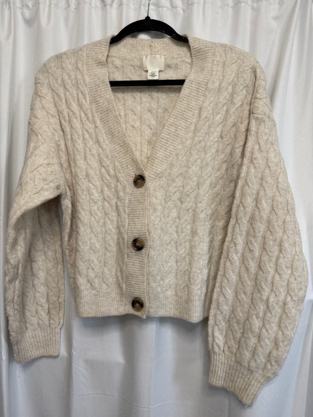 H&M Cream Cable Knit Button Cardigan